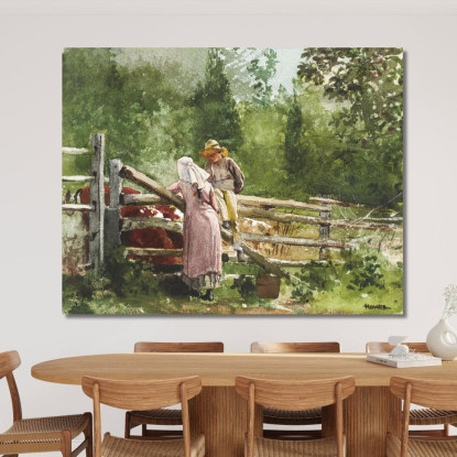 Allattamento Winslow Homer quadro stampato su tela