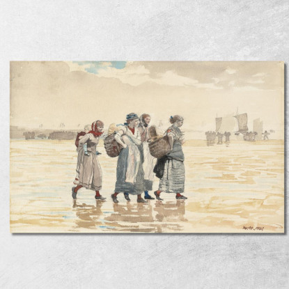 Vier Fischweiber Am Strand Winslow Homer drucken auf leinwand