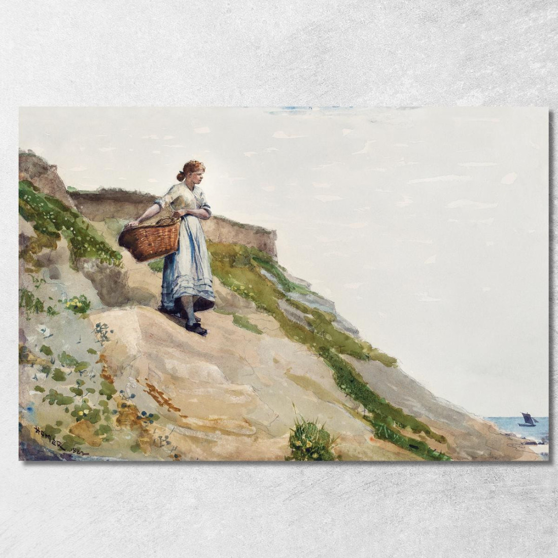 Fille Portant Un Panier Winslow Homer tableau impression sur toile