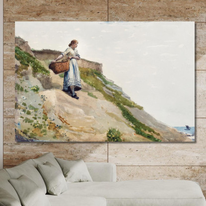 Fille Portant Un Panier Winslow Homer tableau impression sur toile