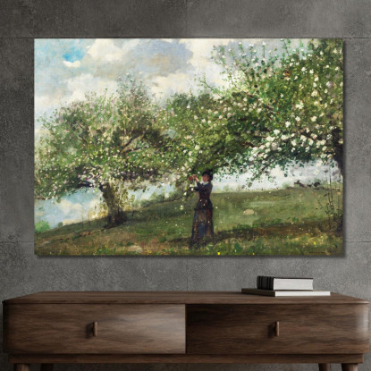 Fille Cueillant Des Fleurs De Pommier Winslow Homer tableau impression sur toile