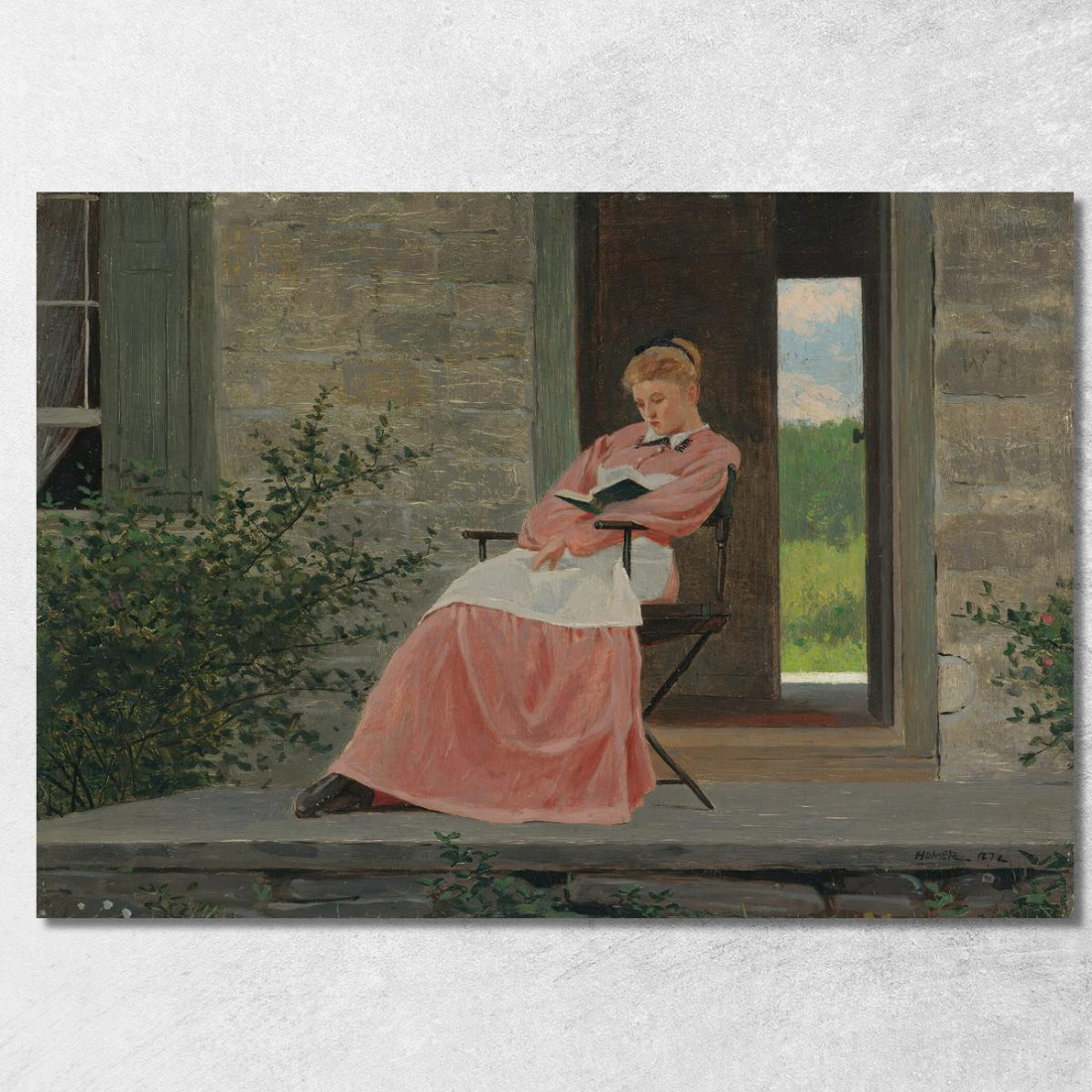 Niña Leyendo En Un Porche De Piedra Winslow Homer cuadro en lienzo