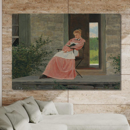 Mädchen Liest Auf Einer Steinveranda Winslow Homer drucken auf leinwand