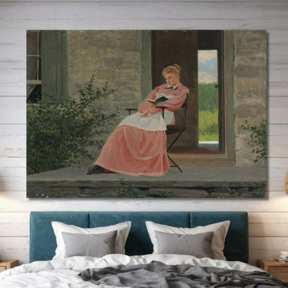 Niña Leyendo En Un Porche De Piedra Winslow Homer cuadro en lienzo