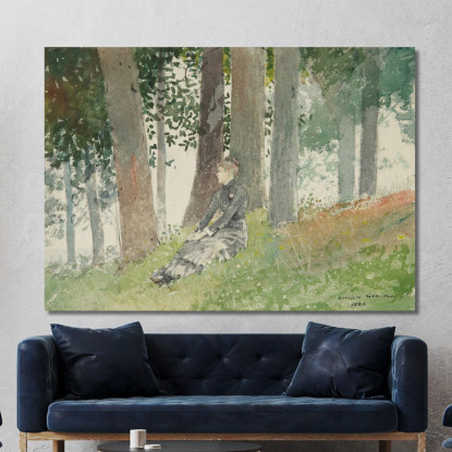 Fille Assise Dans Un Bosquet Winslow Homer tableau impression sur toile