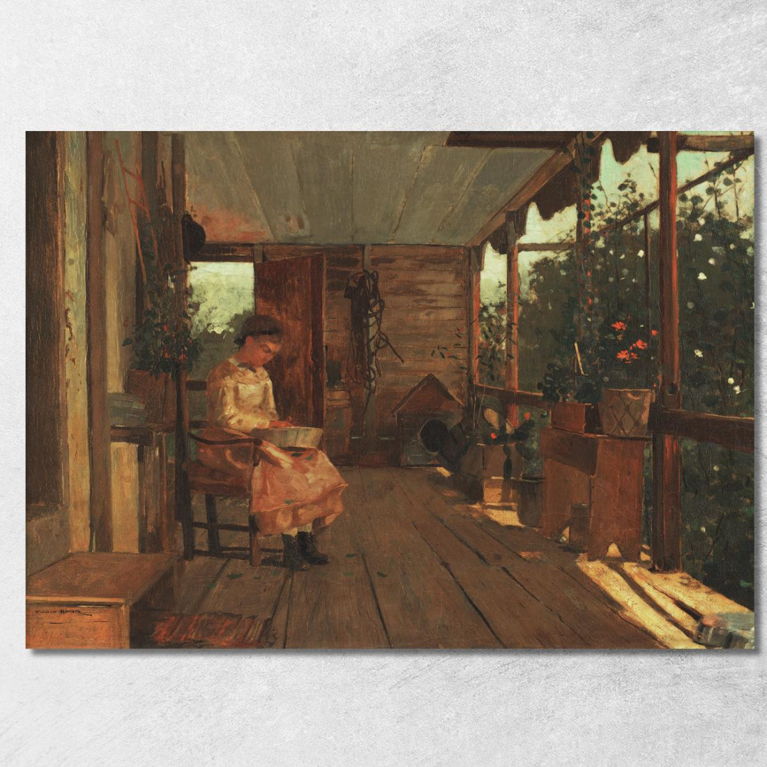 Chica Desgranando Guisantes Winslow Homer cuadro en lienzo