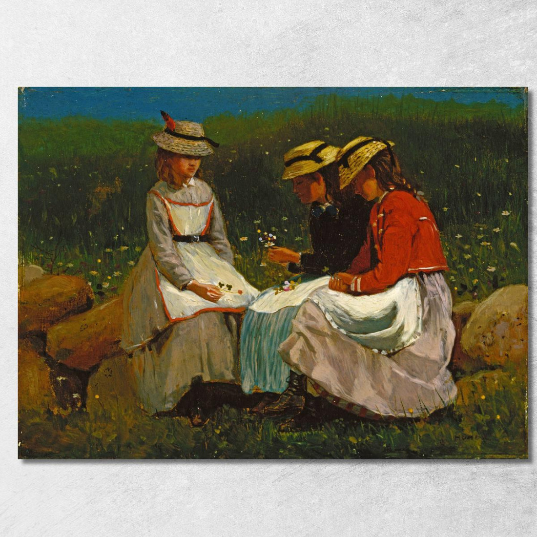 Mädchen In Einer Landschaft Winslow Homer drucken auf leinwand