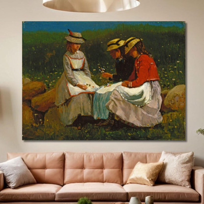 Ragazze In Un Paesaggio Winslow Homer quadro stampato su tela