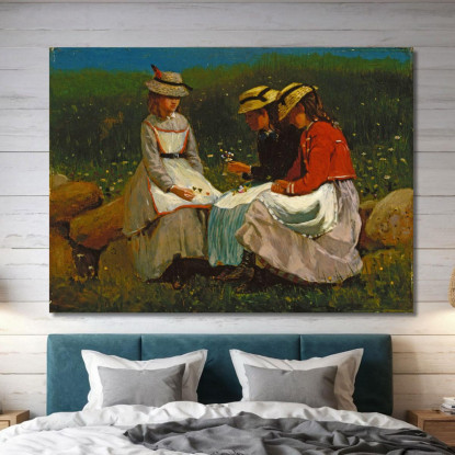 Ragazze In Un Paesaggio Winslow Homer quadro stampato su tela