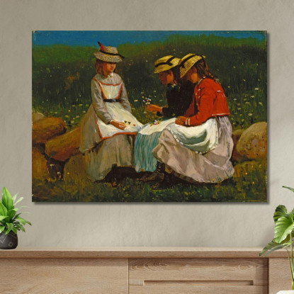 Ragazze In Un Paesaggio Winslow Homer quadro stampato su tela