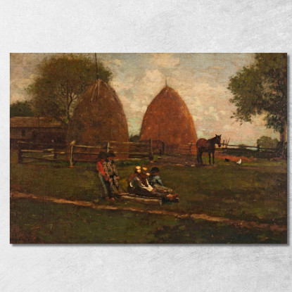 Haystacks And Children Winslow Homer canvas print