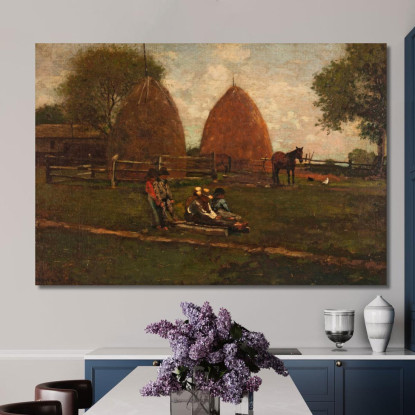 Heuhaufen Und Kinder Winslow Homer drucken auf leinwand