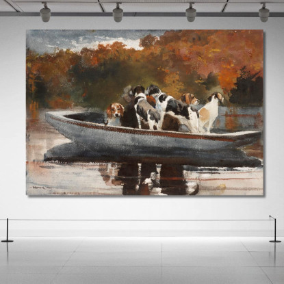 Chiens De Chasse En Bateau En Attente Du Départ Winslow Homer tableau impression sur toile