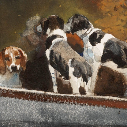 Cani Da Caccia In Barca In Attesa Della Partenza Winslow Homer quadro stampato su tela