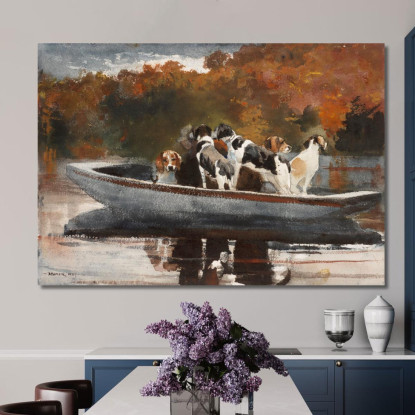 Chiens De Chasse En Bateau En Attente Du Départ Winslow Homer tableau impression sur toile