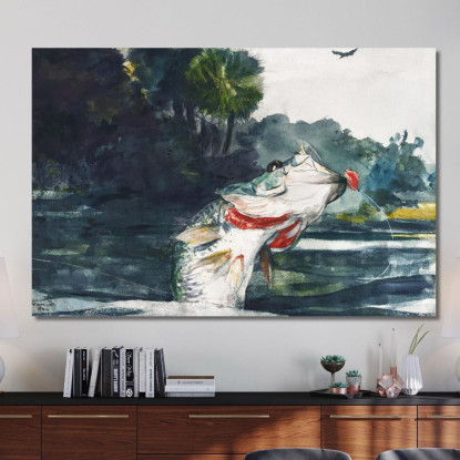 Life-Size Black Bass Winslow Homer canvas print