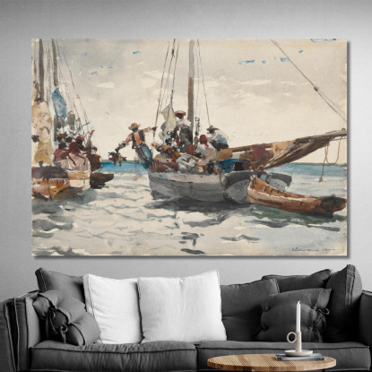 Scena Del MercatoﾠNassau Winslow Homer quadro stampato su tela
