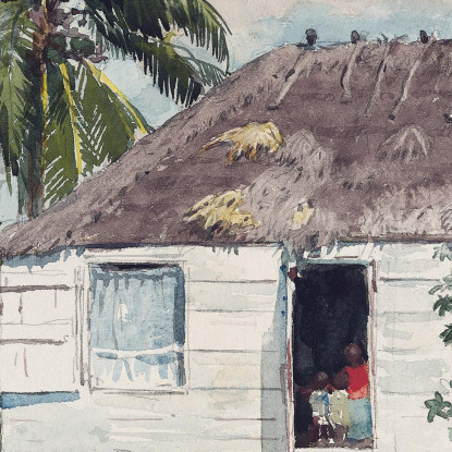 Cabane Indigène À Nassau Winslow Homer tableau impression sur toile