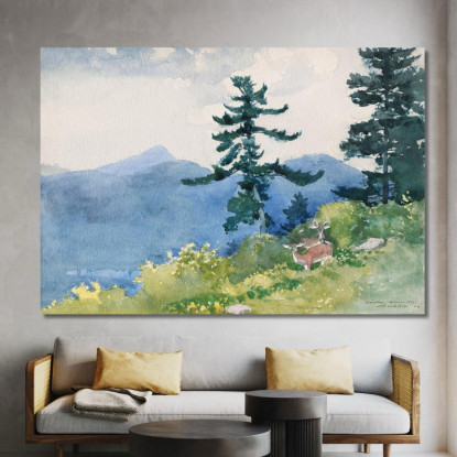 North Woods Club Adirondacks Le Tête-À-Tête Interrompu Winslow Homer tableau impression sur toile