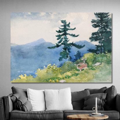 North Woods Club Adirondacks Le Tête-À-Tête Interrompu Winslow Homer tableau impression sur toile