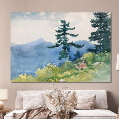 North Woods Club Adirondacks Le Tête-À-Tête Interrompu Winslow Homer tableau impression sur toile