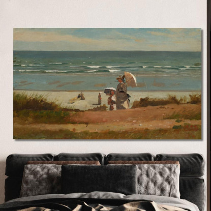 Sulla Spiaggia Di Marshfield Winslow Homer quadro stampato su tela