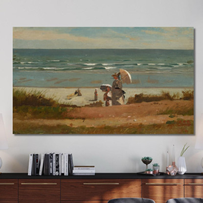 Sulla Spiaggia Di Marshfield Winslow Homer quadro stampato su tela