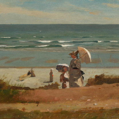 Sulla Spiaggia Di Marshfield Winslow Homer quadro stampato su tela