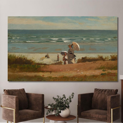 Sulla Spiaggia Di Marshfield Winslow Homer quadro stampato su tela