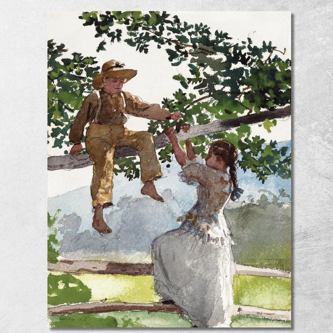 En La Cerca Winslow Homer cuadro en lienzo