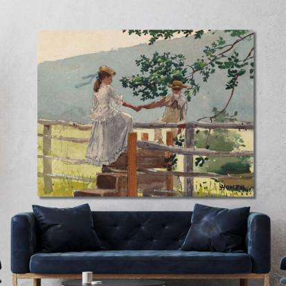 Auf Dem Zauntritt Winslow Homer drucken auf leinwand