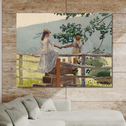 Auf Dem Zauntritt Winslow Homer drucken auf leinwand
