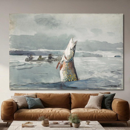 Pêche Ouananiche Au Lac Pike Saint-Jean Winslow Homer tableau impression sur toile