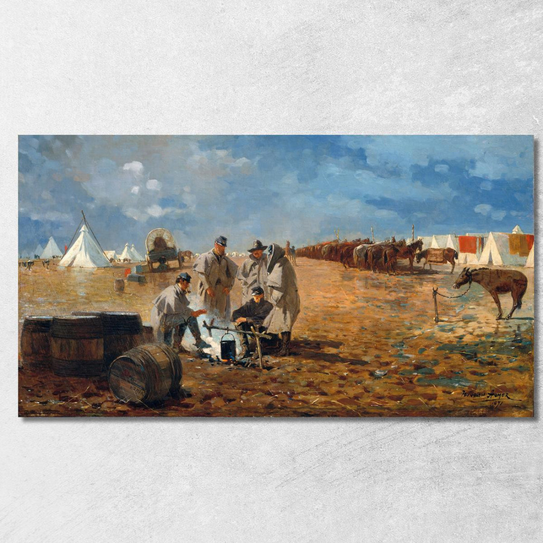 Regentag Im Camp Winslow Homer drucken auf leinwand