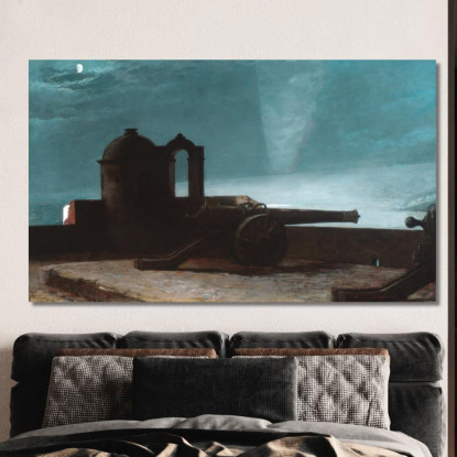 Searchlight On Harbor Entrance Santiago De Cuba Winslow Homer cuadro en lienzo