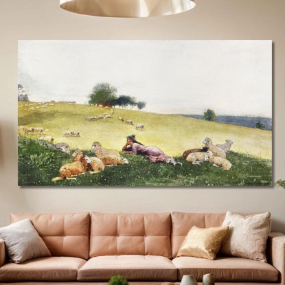 Pastorella Di Houghton Farm Winslow Homer quadro stampato su tela