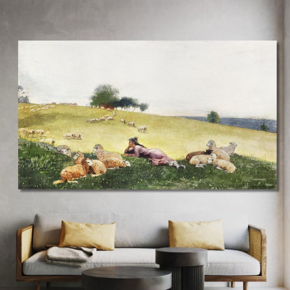 Pastorella Di Houghton Farm Winslow Homer quadro stampato su tela