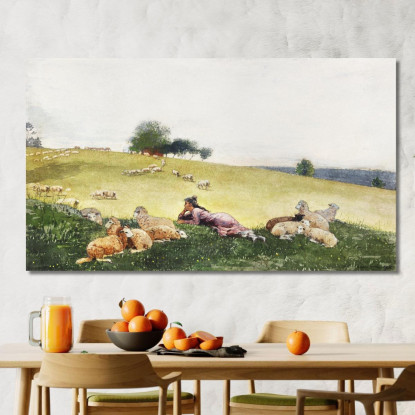 Pastorella Di Houghton Farm Winslow Homer quadro stampato su tela