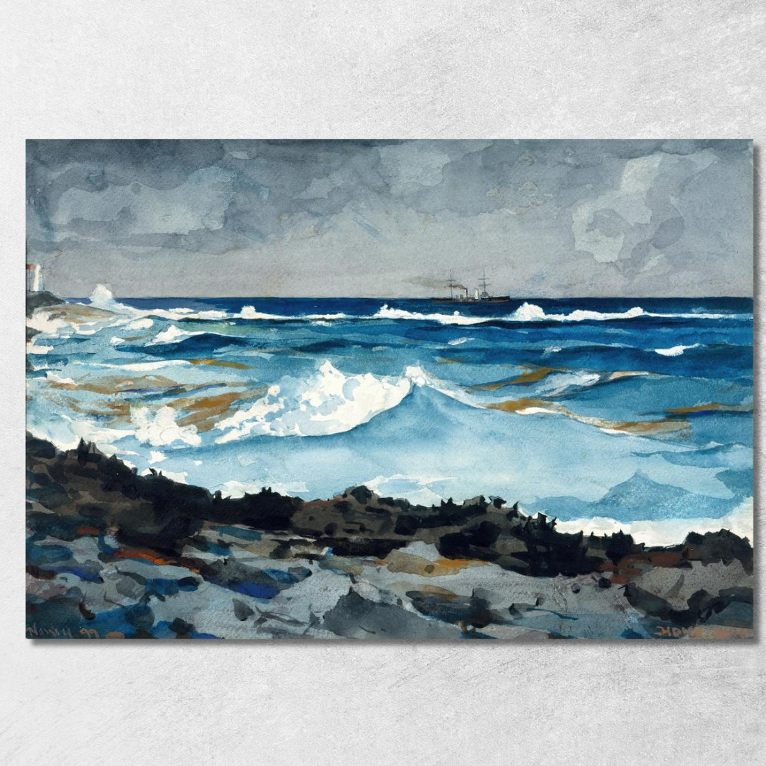 Riva E Surf A Nassau Winslow Homer quadro stampato su tela