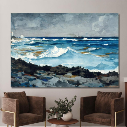 Riva E Surf A Nassau Winslow Homer quadro stampato su tela