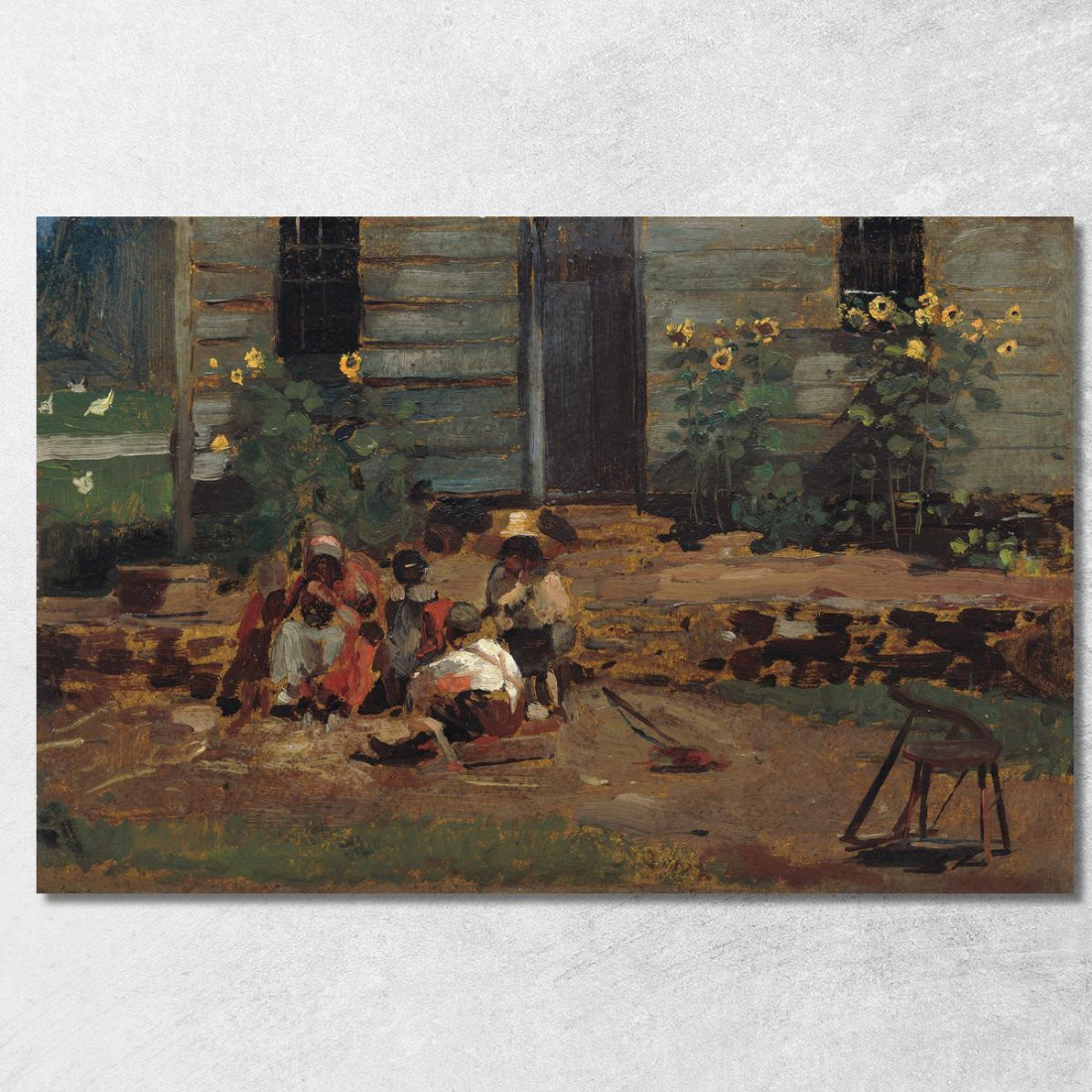 Schizzo Di Un Cortile Cottage Winslow Homer quadro stampato su tela