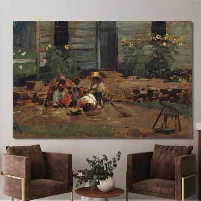 Sketch Of A Cottage Yard Winslow Homer canvas print