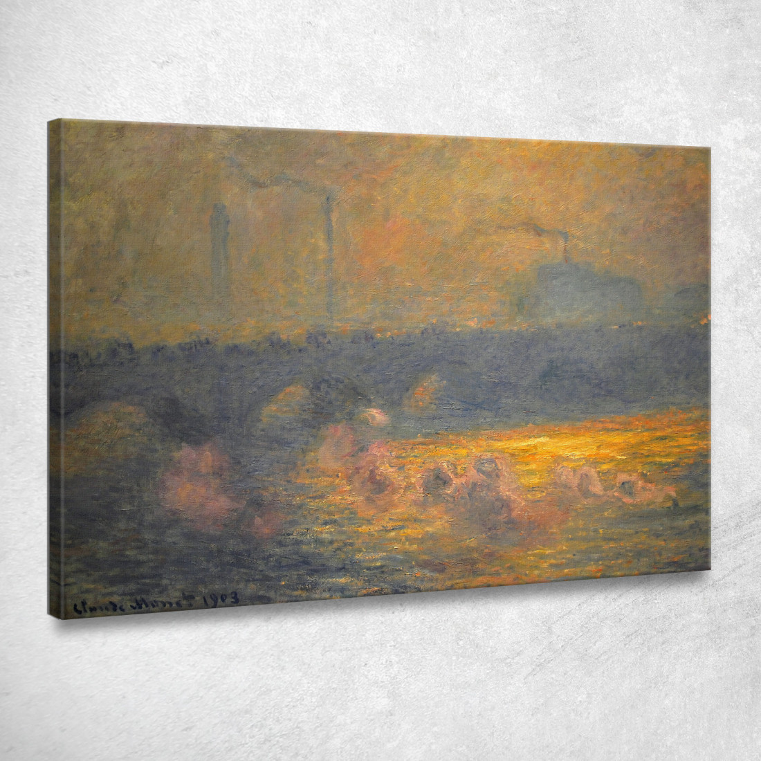 Waterloo Bridge Effetto Luce Solare Con Fumo 1903 Claude Monet mnt112 quadro stampato su tela