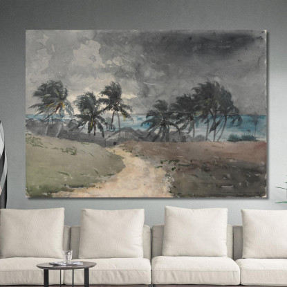 TempestaﾠBahamas Winslow Homer quadro stampato su tela