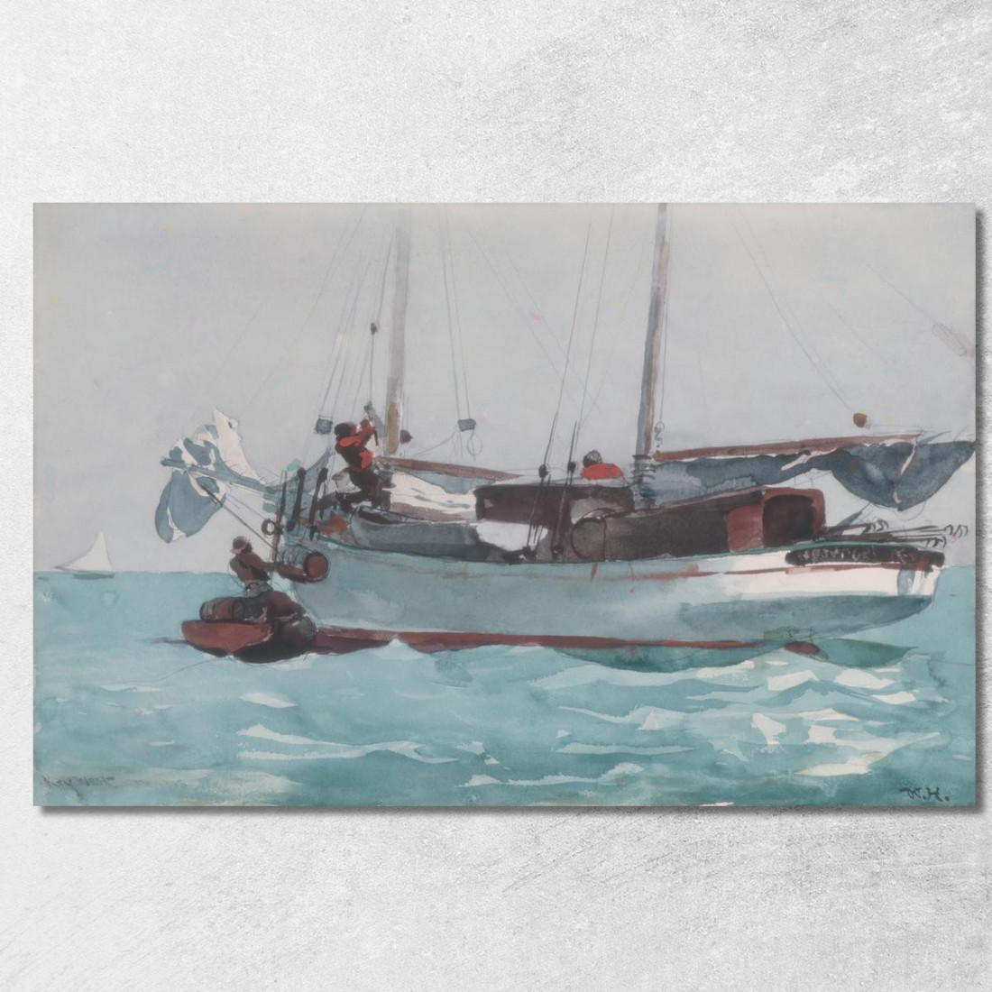 Assunzione Di Provviste Umide Schooner Contrassegnato Newport K. W. Winslow Homer quadro stampato su tela