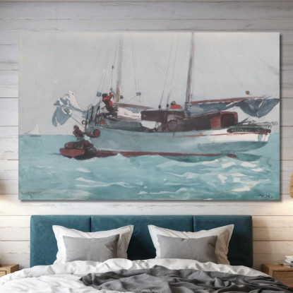 Asumiendo La Goleta Wet Provisions Marcada Como Newport K. W. Winslow Homer cuadro en lienzo