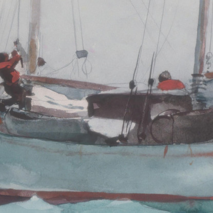 Asumiendo La Goleta Wet Provisions Marcada Como Newport K. W. Winslow Homer cuadro en lienzo