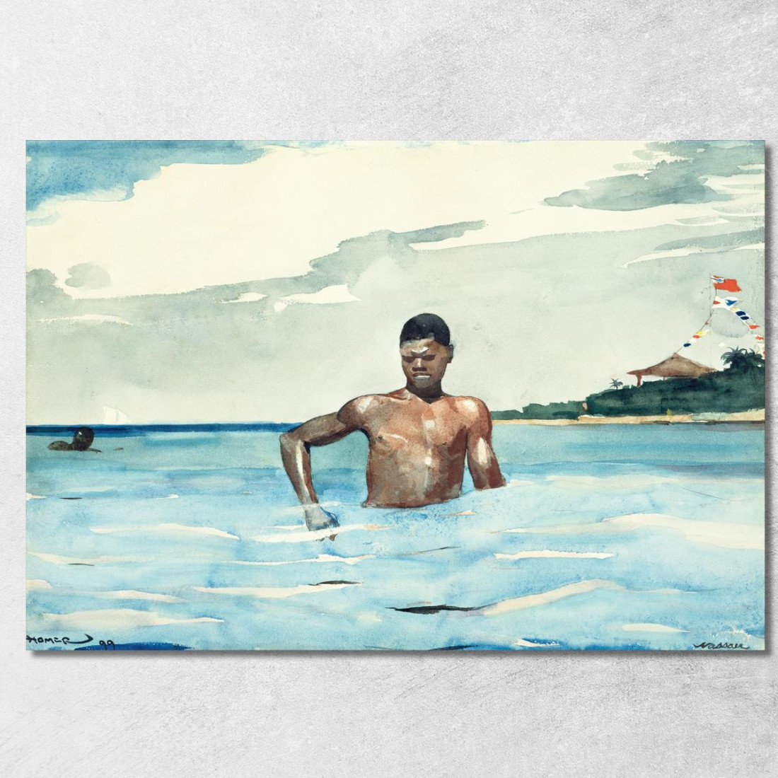 Il Bagnante Winslow Homer quadro stampato su tela
