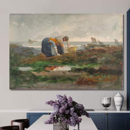 Les Cueilleurs De Moules Winslow Homer tableau impression sur toile