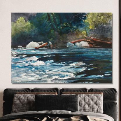 Die Stromschnellen Hudson River Adirondacks Winslow Homer drucken auf leinwand